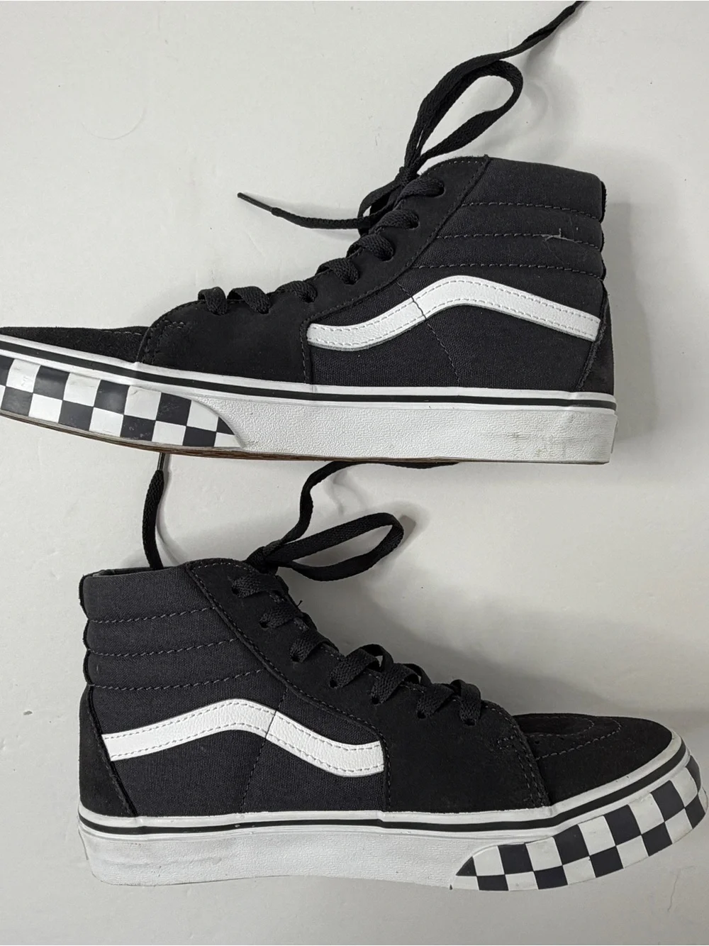 Vans SK8-HI Black White Check Bumper Sneakers 5.5 Jr